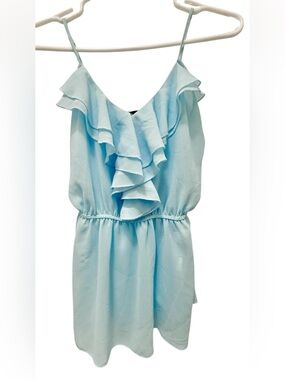 Light Blue Ruffle Front Spaghetti Strap top